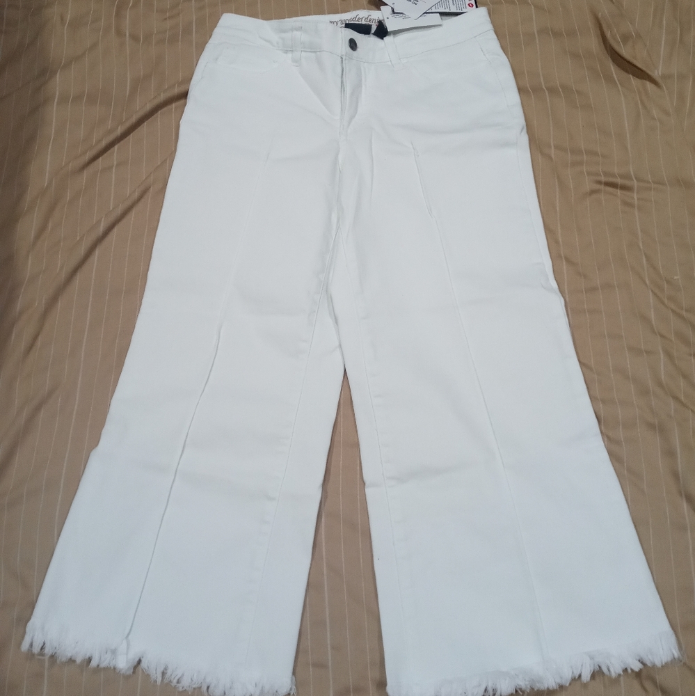 QVC-Renee Greenstein White Flare Leg Capris/Size 8P(Petite)